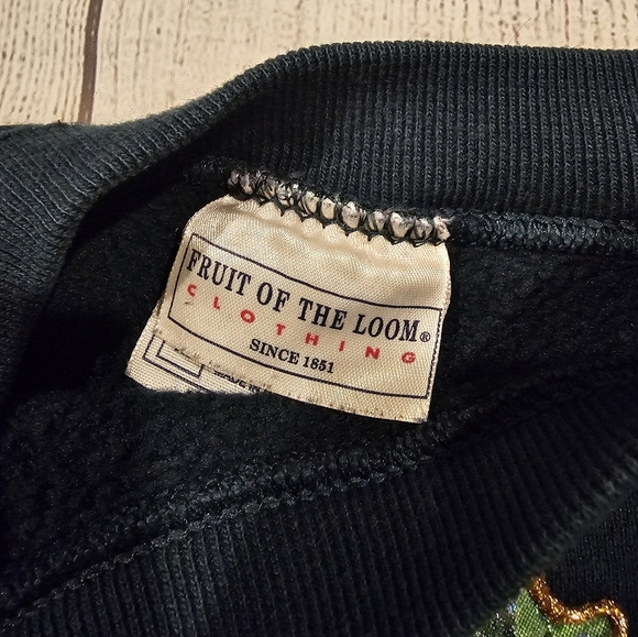 Fruit of the Loom vintage made in USA dark green Crewneck Sweatshirt Holiday XL - Picture 5 of 9